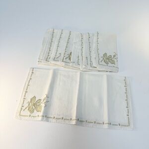 Vintage Hand-Embroidered Cream Cloth Napkins - Set of 7